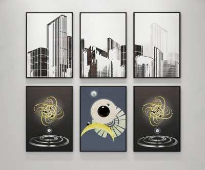 现代抽象装饰画3D模型下载